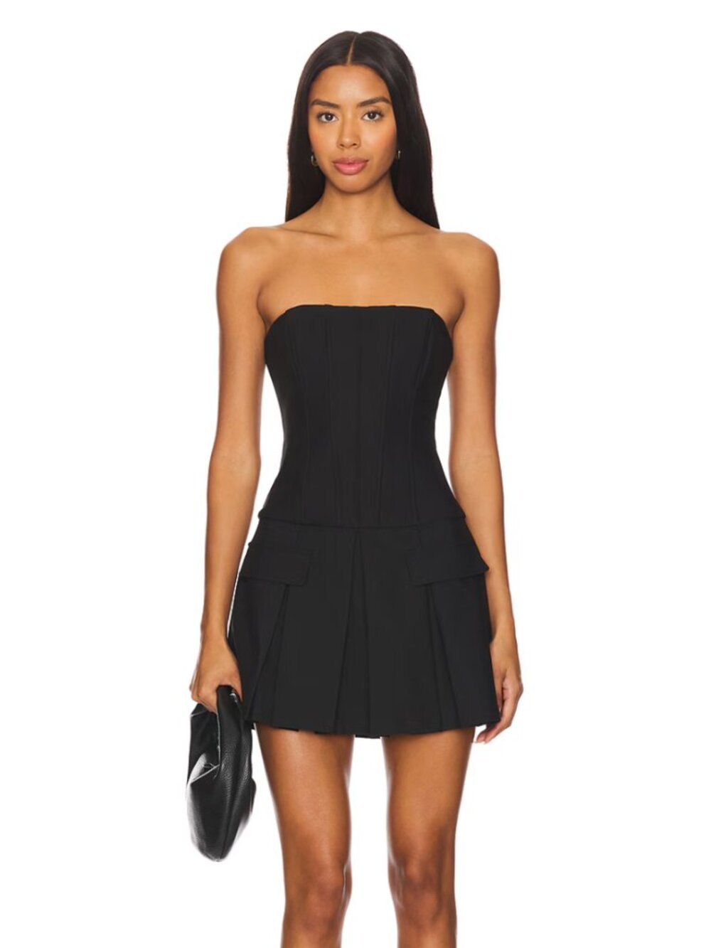 NEW superdown Geraldine Mini Dress in Black Strapless Bustier Corset XS